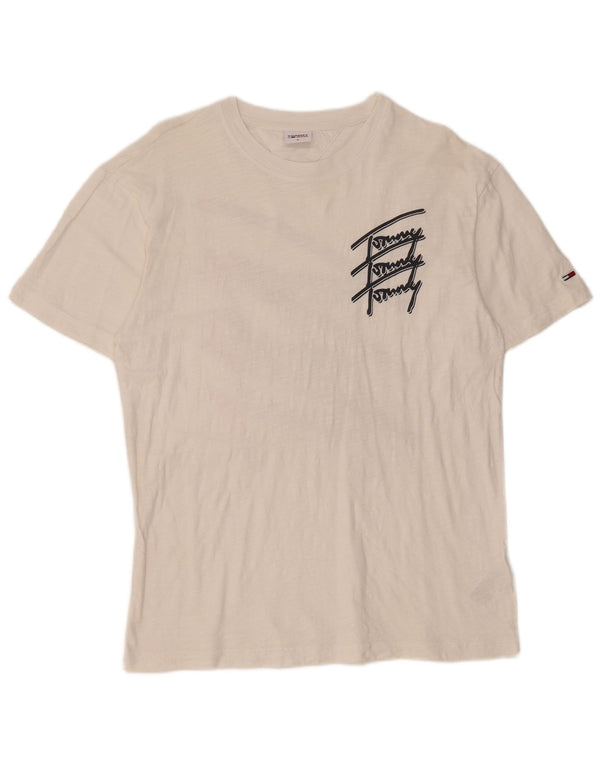 Tommy Hilfiger Mens Graphic T-Shirt Top Medium White Cotton