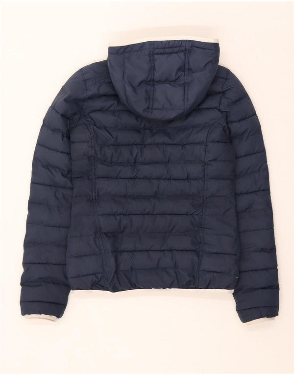 Adidas Womens Hooded Padded Jacket UK 6 XS Navy Blue Polyester