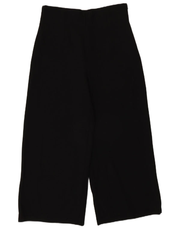 Zara Womens High Waist Loose Fit Cropped Trousers Medium W28 L25 Black