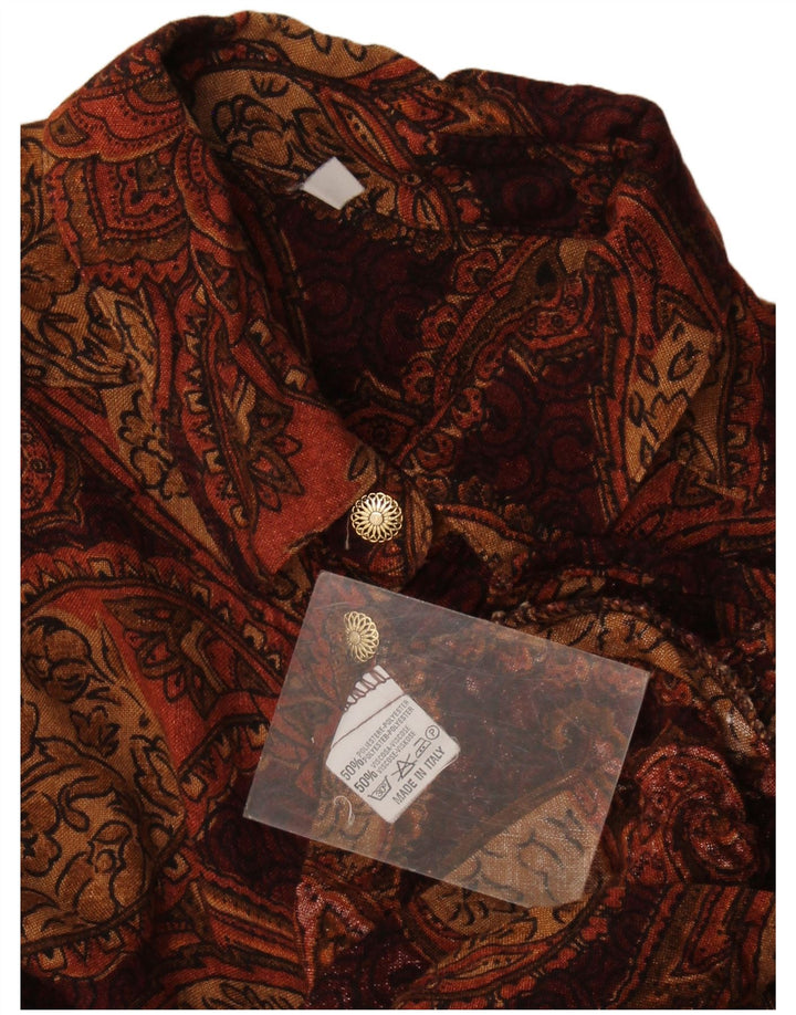 Vintage Womens Shirt UK 16 Large Brown Paisley Polyester