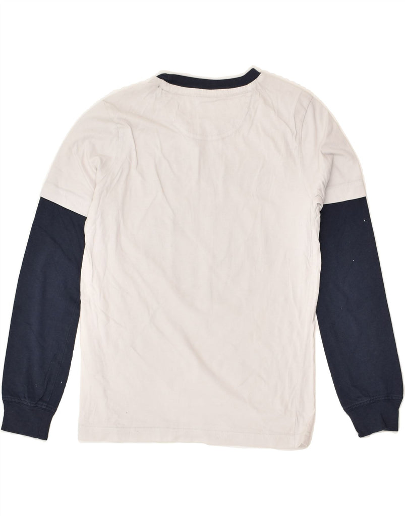 CHAMPION Boys Graphic Top Long Sleeve 9-10 Years Medium White Colourblock | Vintage Champion | Thrift | Second-Hand Champion | Used Clothing | Messina Hembry 