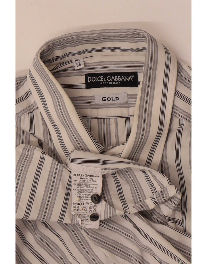 Dolce & Gabbana Mens Shirt Size 39 15 1/2 Medium White Striped Cotton