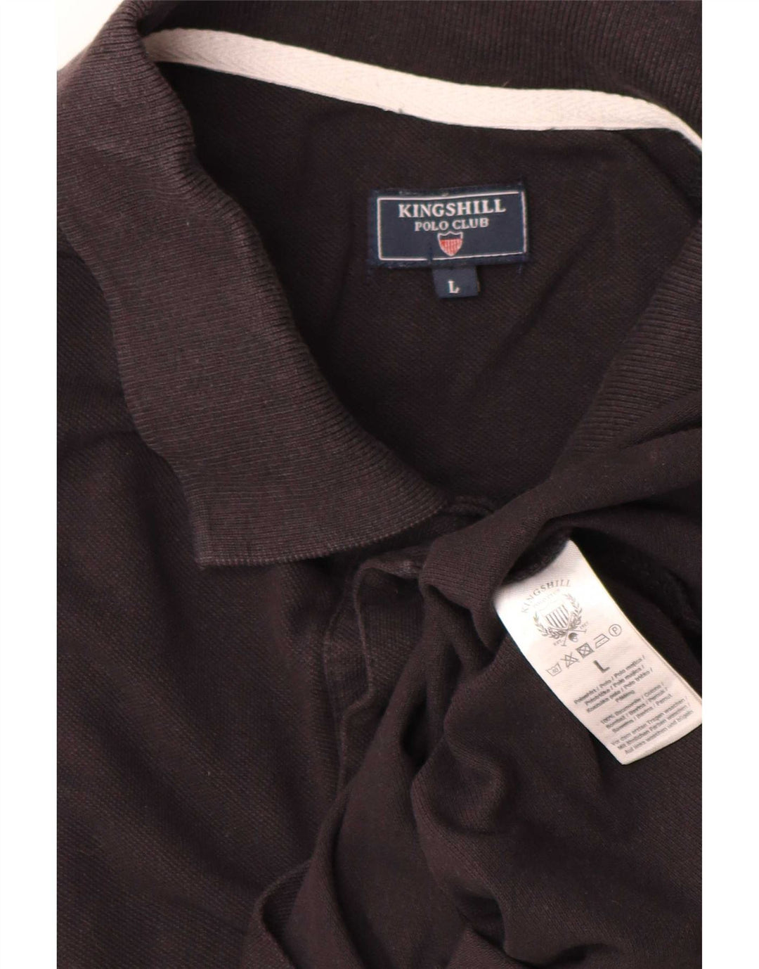 Vintage Mens Graphic Polo Shirt Large Black Cotton