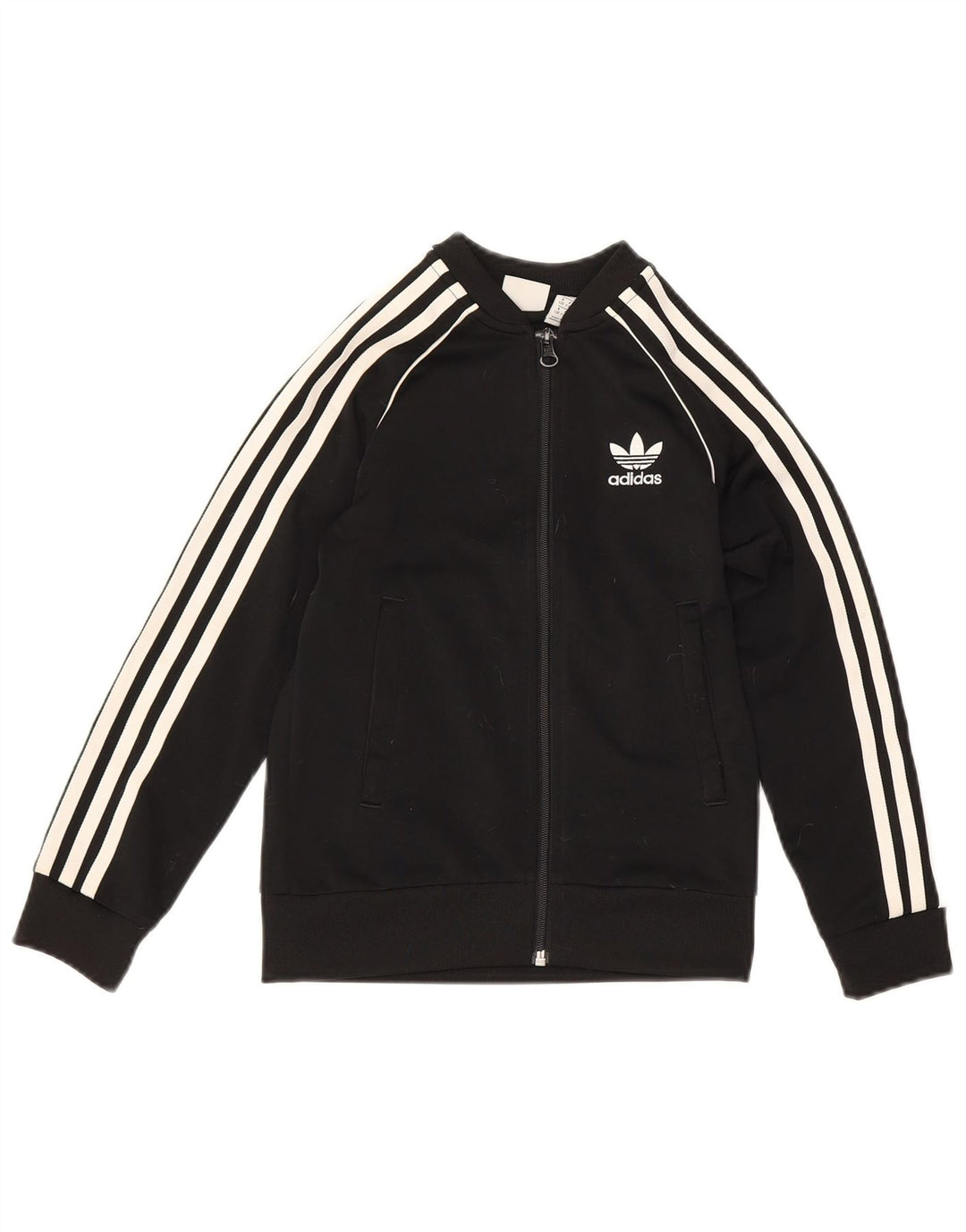 Adidas Boys Tracksuit Top Jacket 7-8 Years Black Polyester