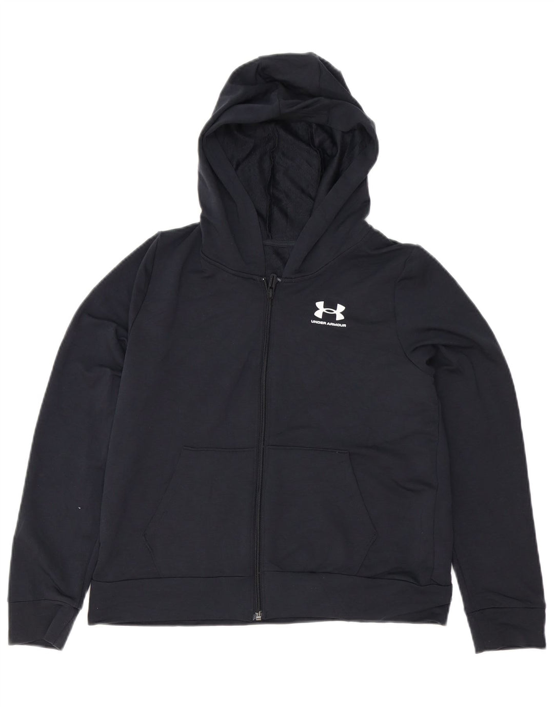 Under Armour Boys Zip Hoodie Sweater 11-12 Years Large Black Polyester
