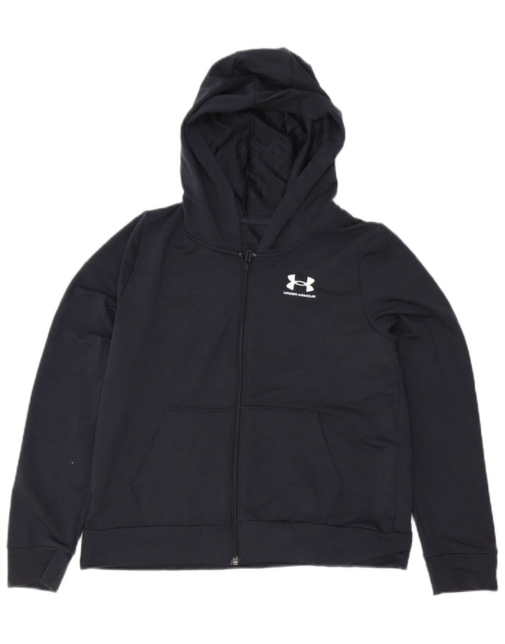 Under Armour Boys Zip Hoodie Sweater 11-12 Years Large Black Polyester