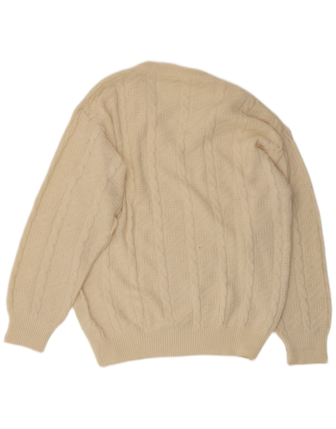 VINTAGE Mens V-Neck Jumper Sweater IT 54 XL Beige