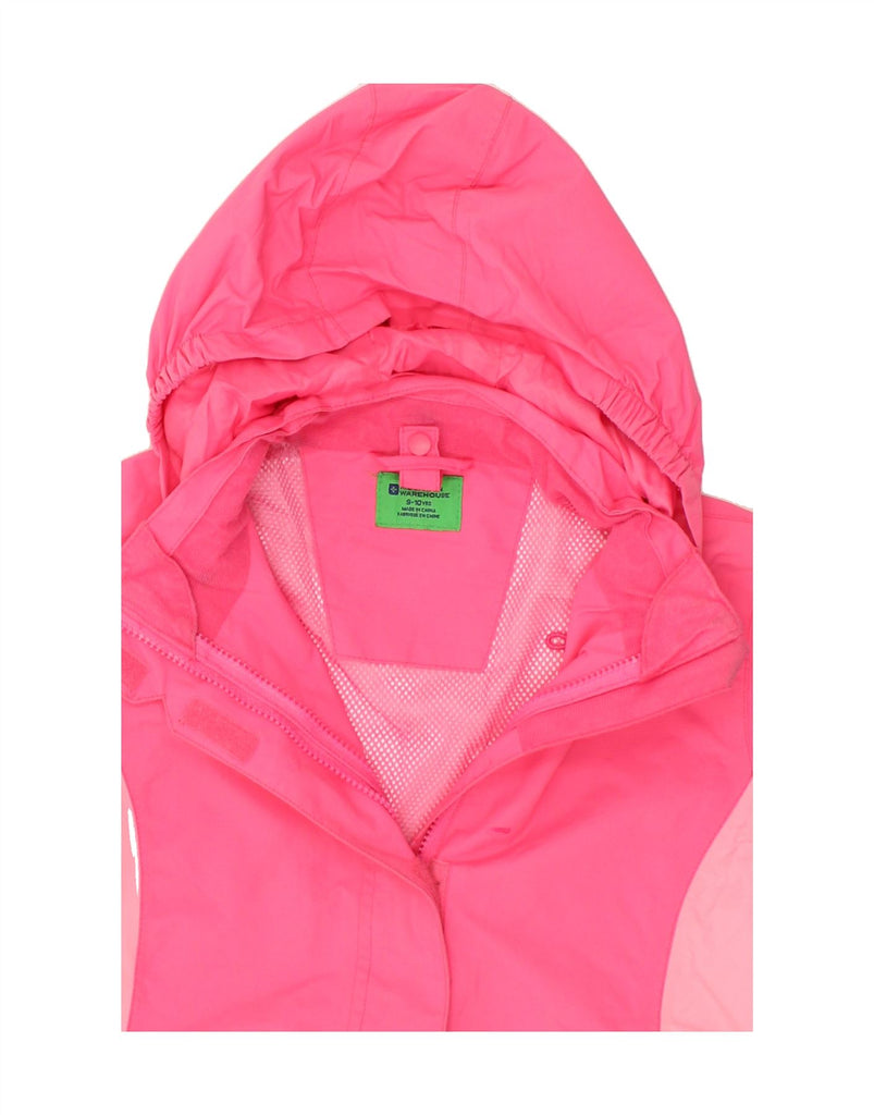 MOUNTAIN WAREHOUSE Girls Hooded Rain Jacket 9-10 Years Pink Colourblock | Vintage Mountain Warehouse | Thrift | Second-Hand Mountain Warehouse | Used Clothing | Messina Hembry 