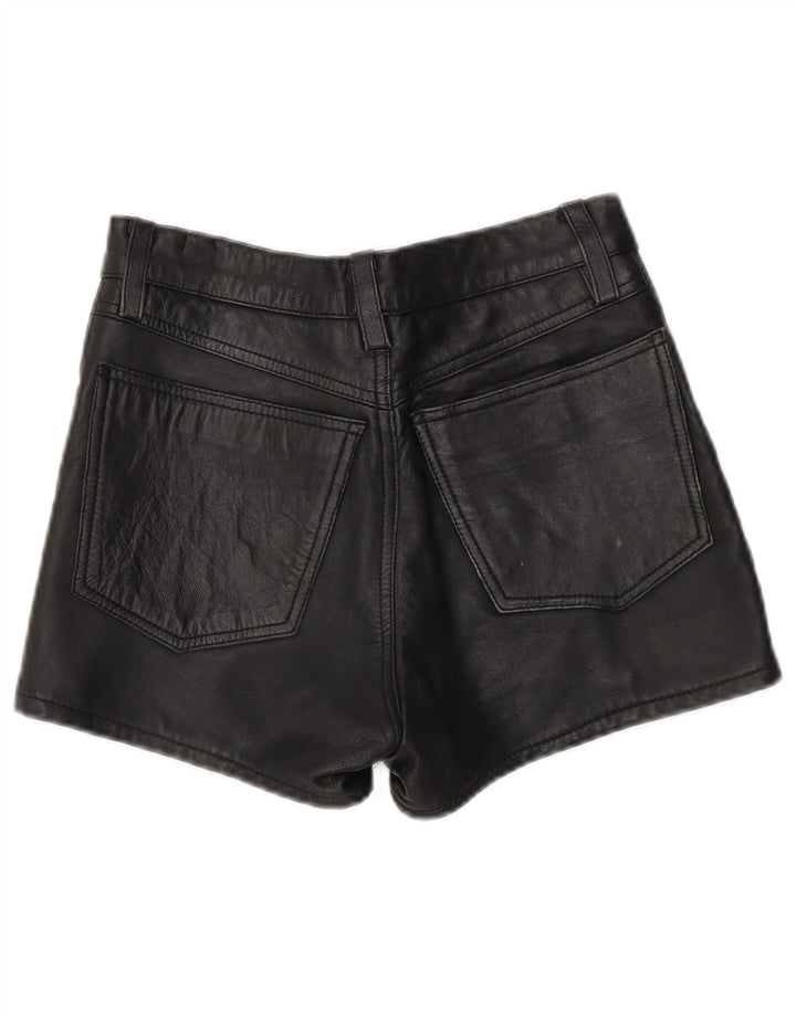 Vintage Womens Leather Shorts W26 Small Black Leather
