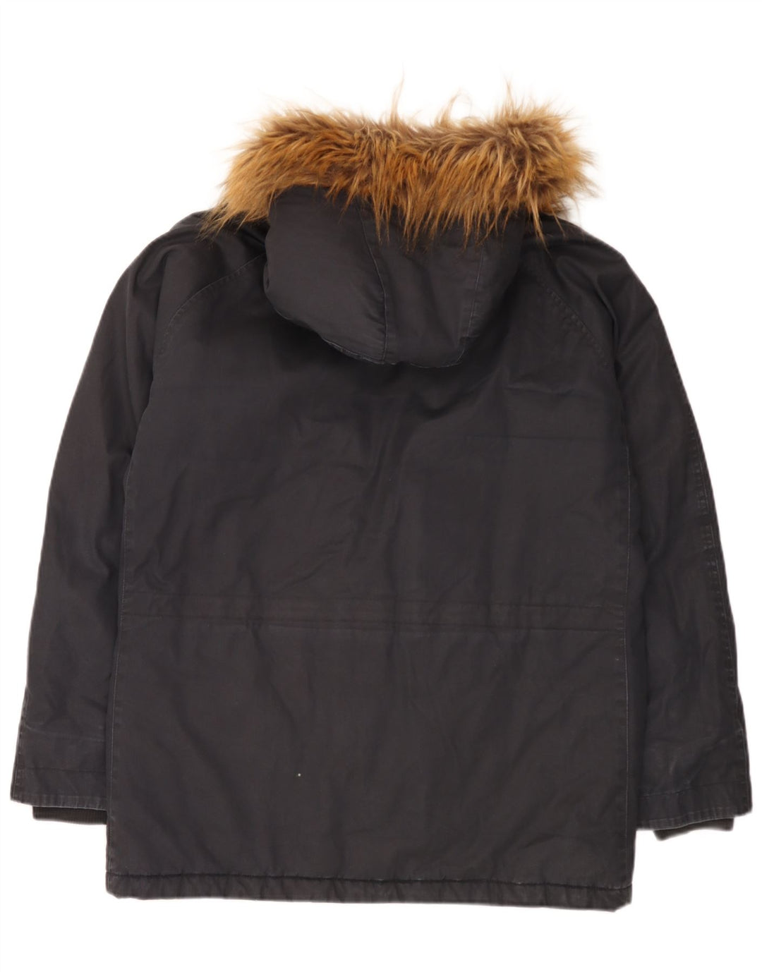 Woolrich Mens Hooded Parka Jacket UK 40 Large Navy Blue Cotton