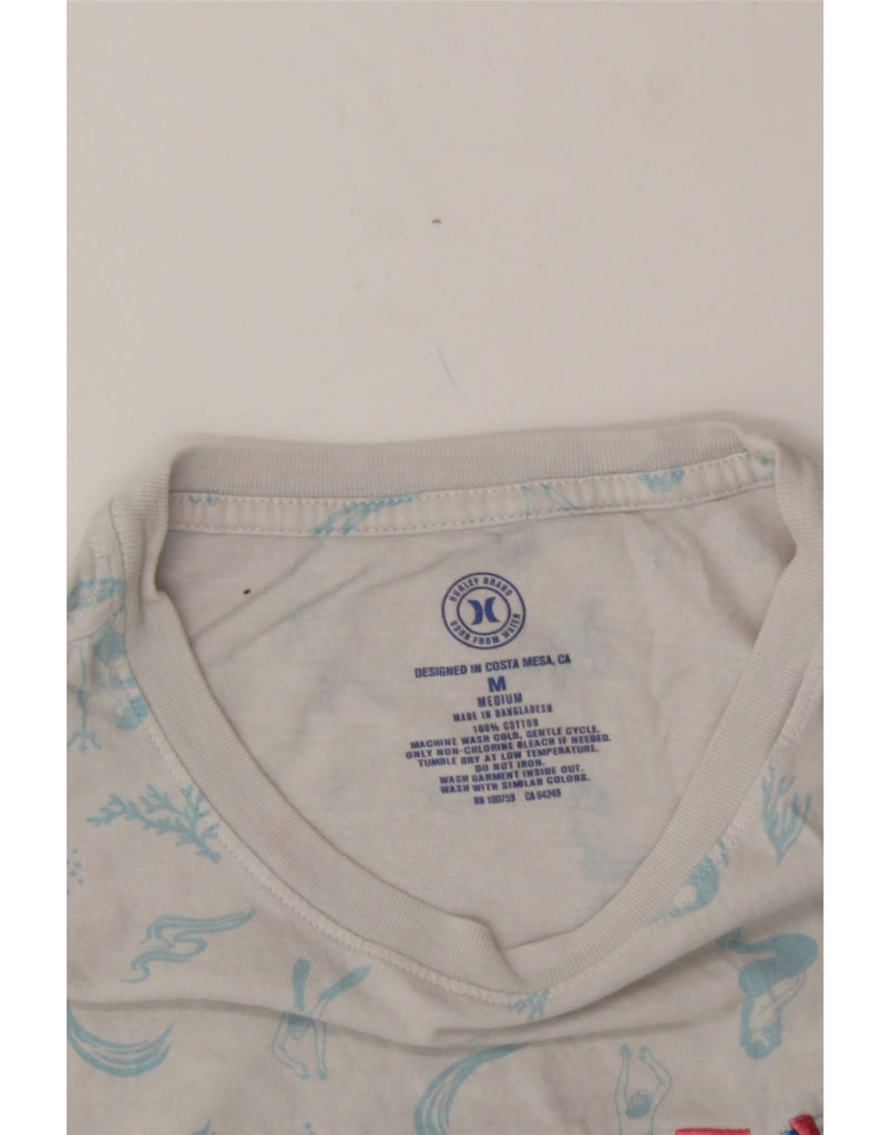 HURLEY Mens Graphic T-Shirt Top Medium Off White Cotton Vintage Hurley and Second-Hand Hurley from Messina Hembry 