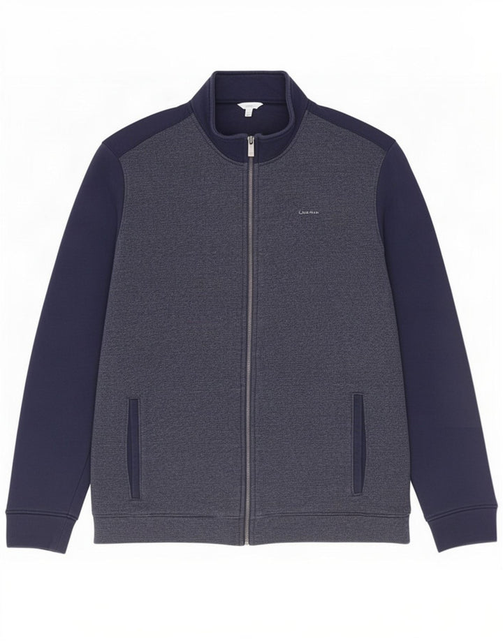 Calvin Klein Mens Tracksuit Top Jacket Large Navy Blue Cotton