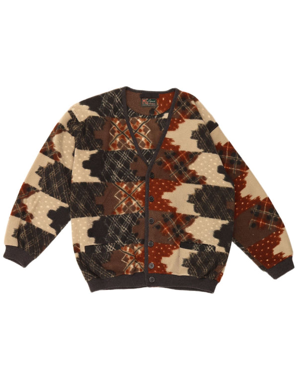 Vintage Mens Fleece Jacket IT 50 Medium Multicoloured Geometric Polyester