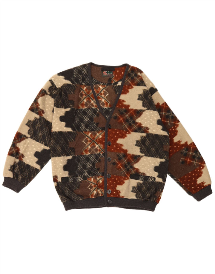 Vintage Mens Fleece Jacket IT 50 Medium Multicoloured Geometric Polyester