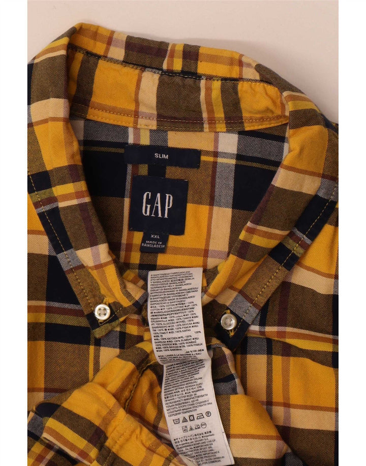 Gap Mens Slim Flannel Shirt 2XL Yellow Check Cotton