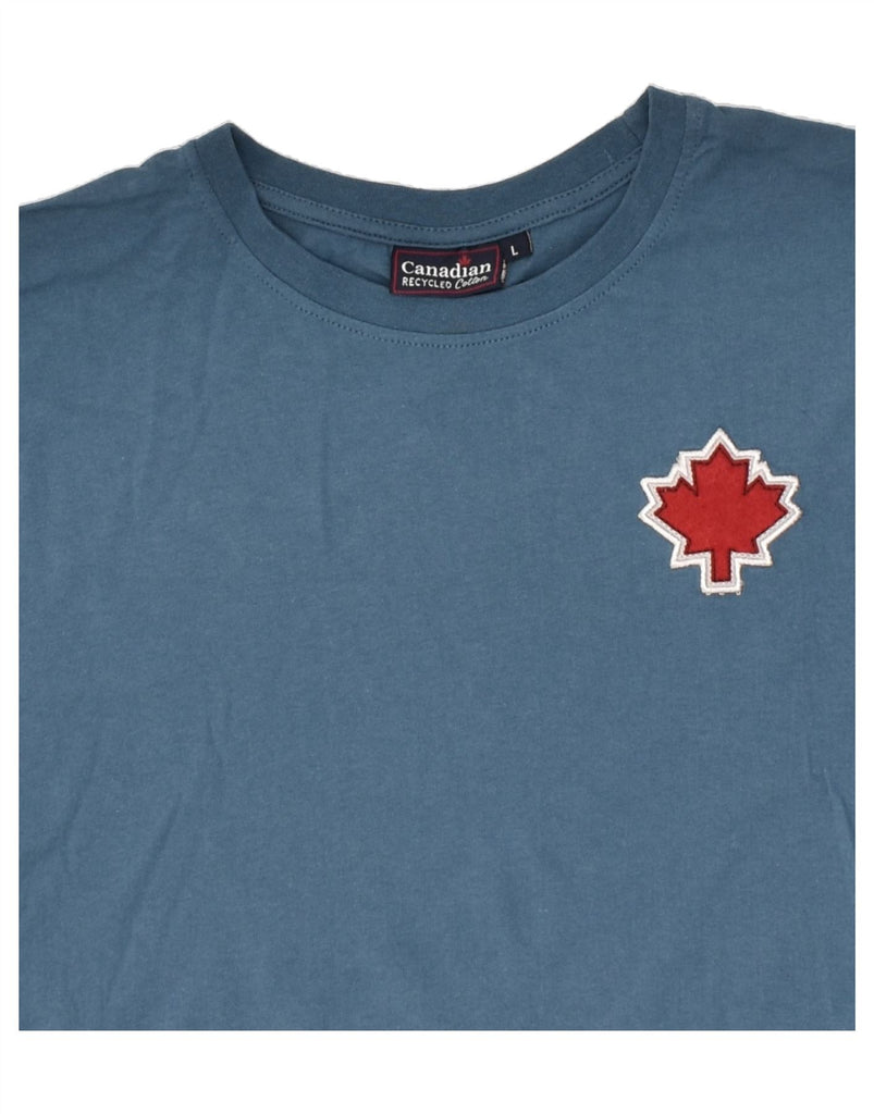 CANADIAN Mens Graphic T-Shirt Top Large Blue Cotton | Vintage Canadian | Thrift | Second-Hand Canadian | Used Clothing | Messina Hembry 