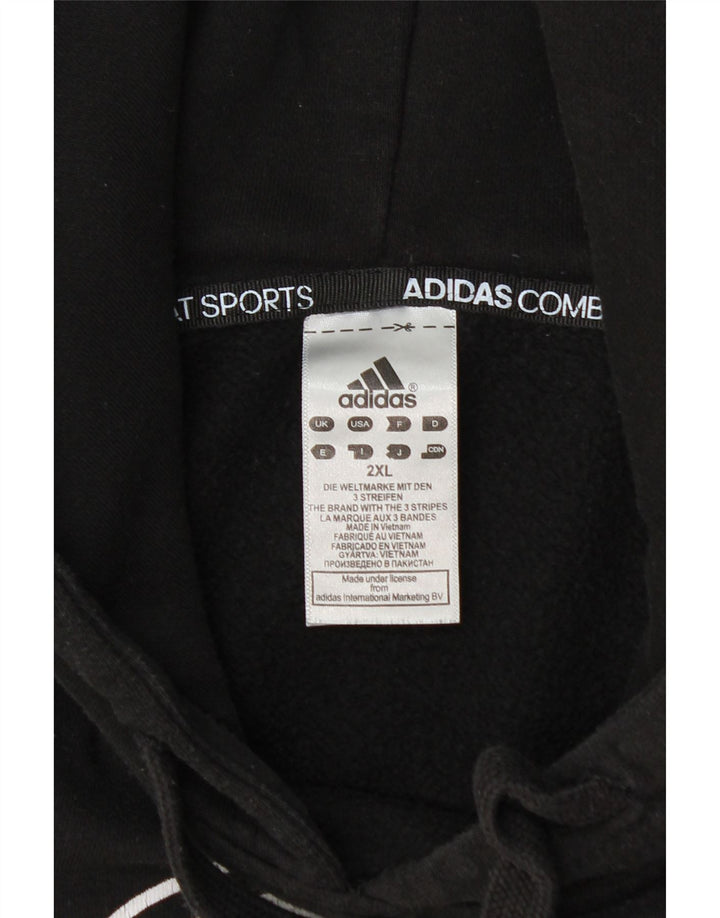 ADIDAS Mens Graphic Hoodie Jumper 2XL Black Cotton