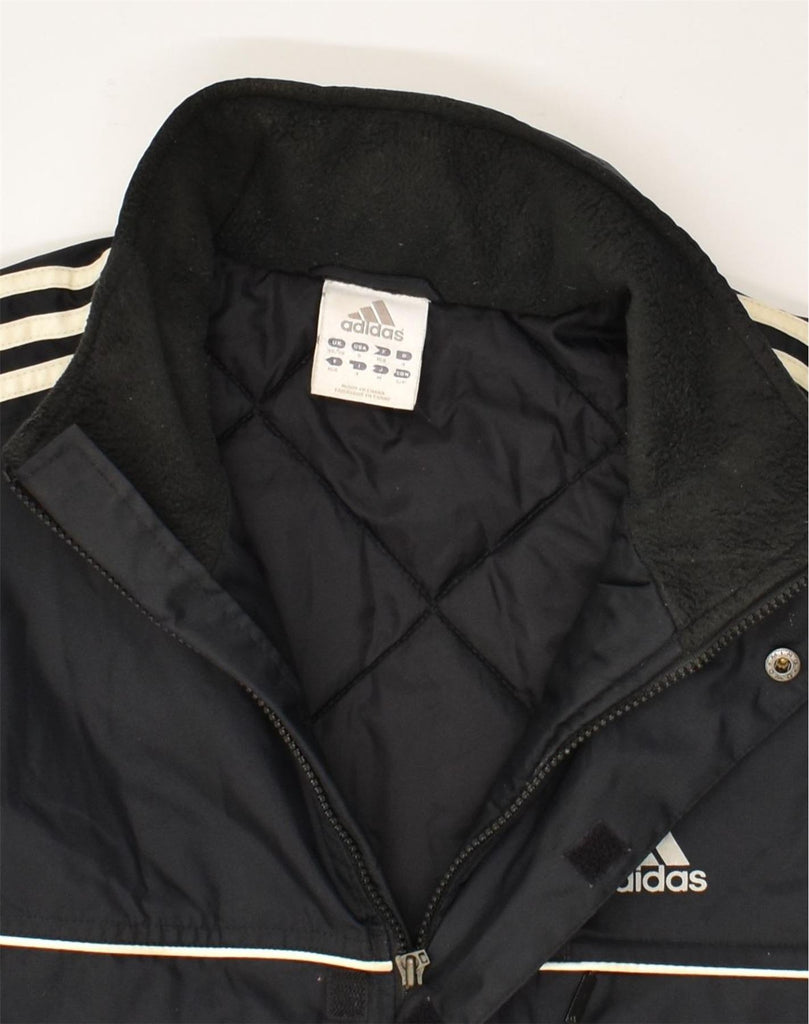 ADIDAS Mens Hooded Padded Jacket Size 36/38 Small Black Polyamide | Vintage Adidas | Thrift | Second-Hand Adidas | Used Clothing | Messina Hembry 