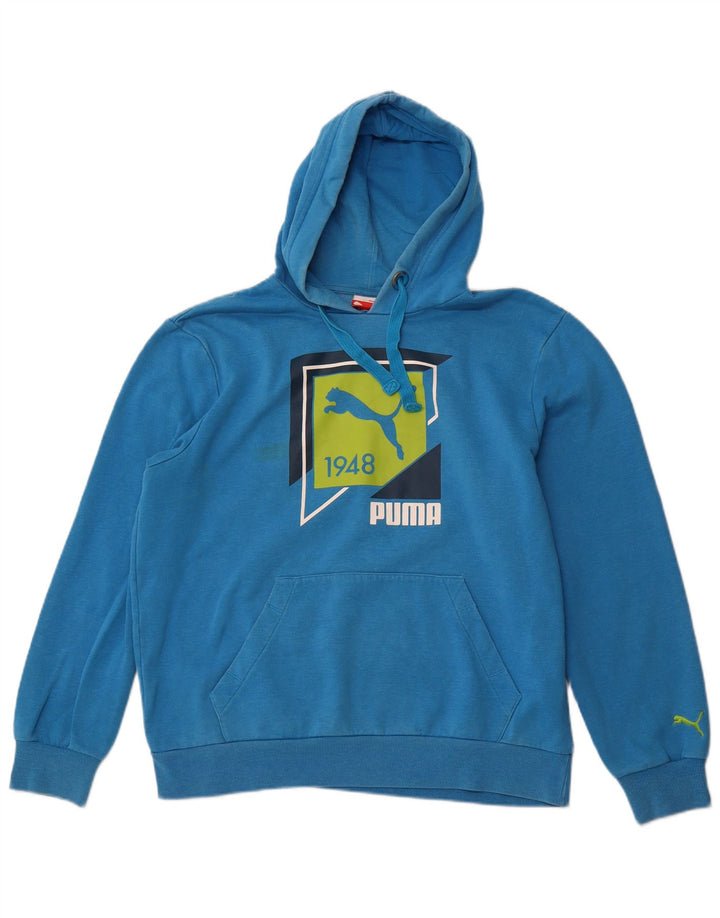 PUMA Mens Graphic Hoodie Jumper Large Blue