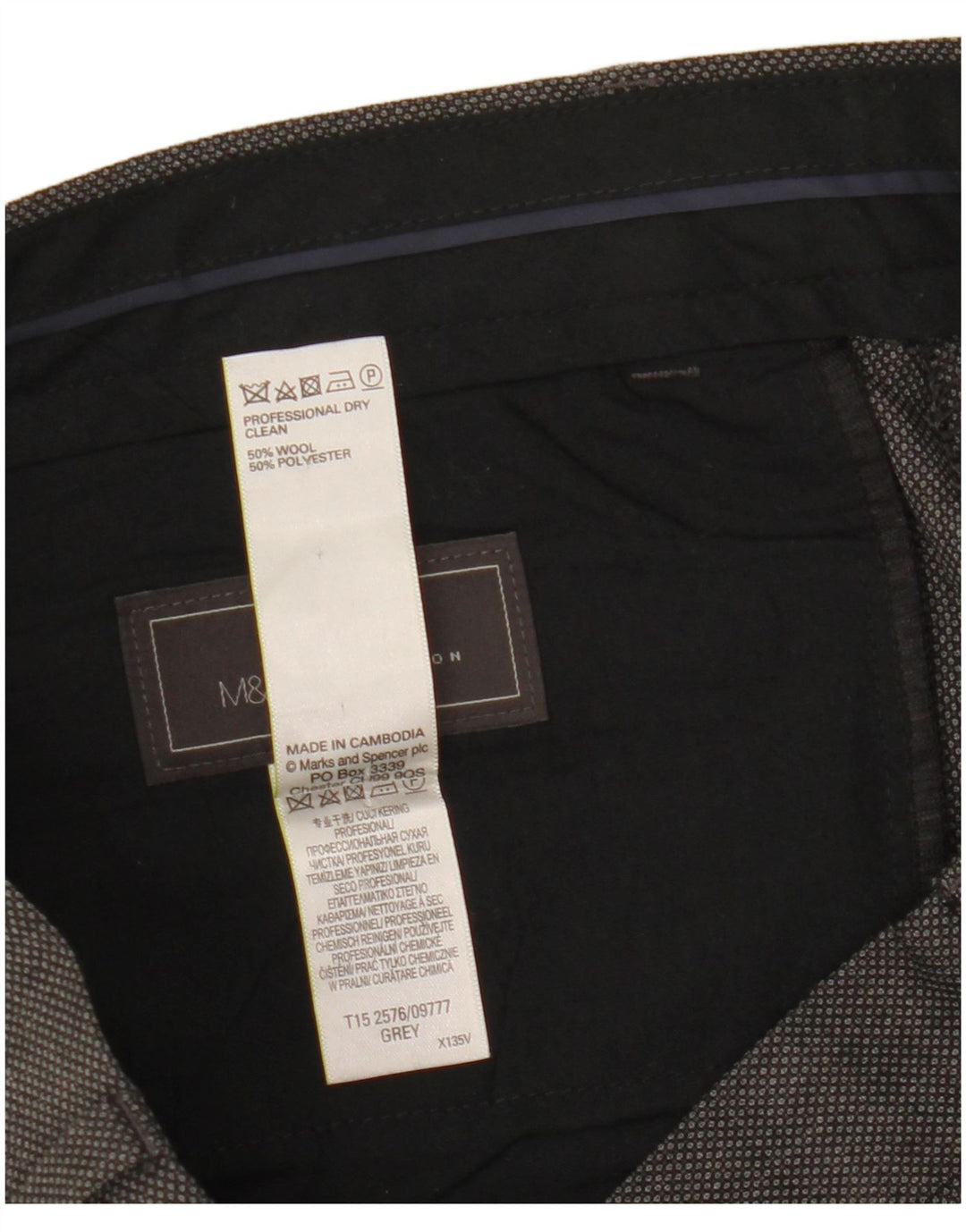 Marks & Spencer Mens Regular Fit Suit Trousers W34 L31 Grey Wool