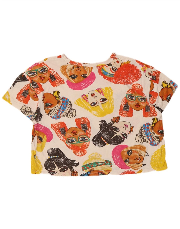 Zara Womens Crop Graphic T-Shirt Top UK 14 Medium Multicoloured