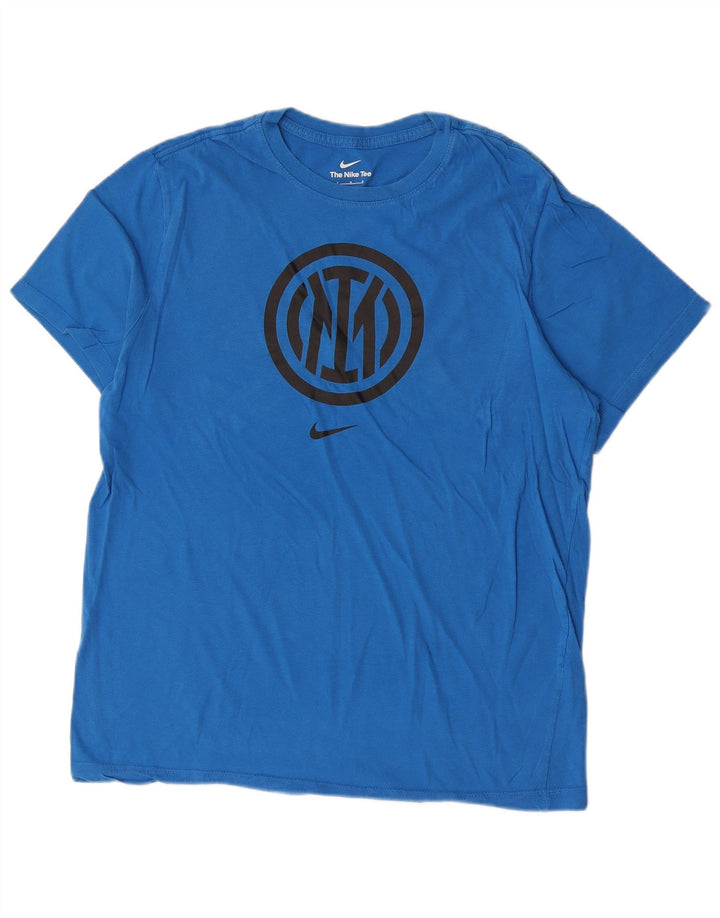 NIKE Mens Inter Milan Graphic T-Shirt Top Large Blue Cotton