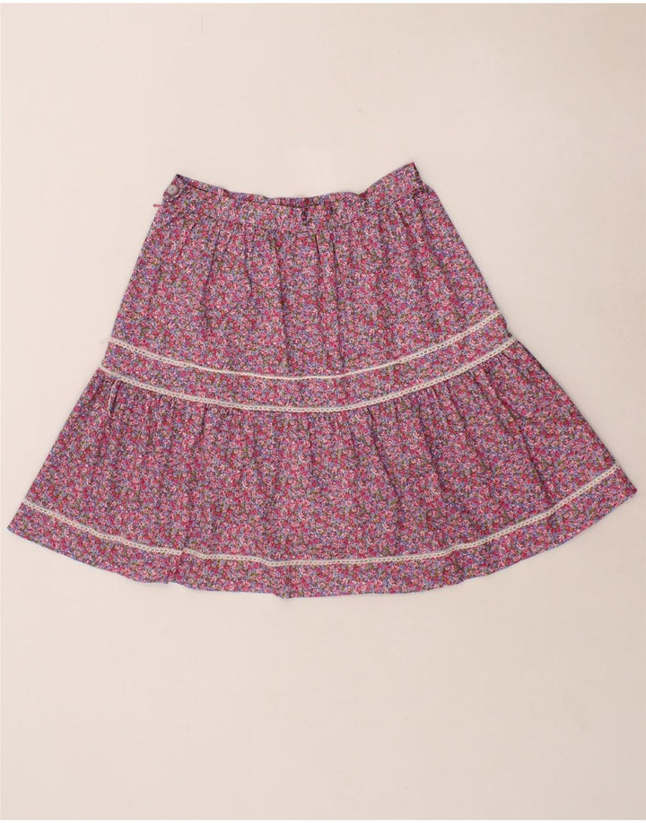 VINTAGE Womens A-Line Skirt W28 Medium Pink Floral Vintage Vintage and Second-Hand Vintage from Messina Hembry 