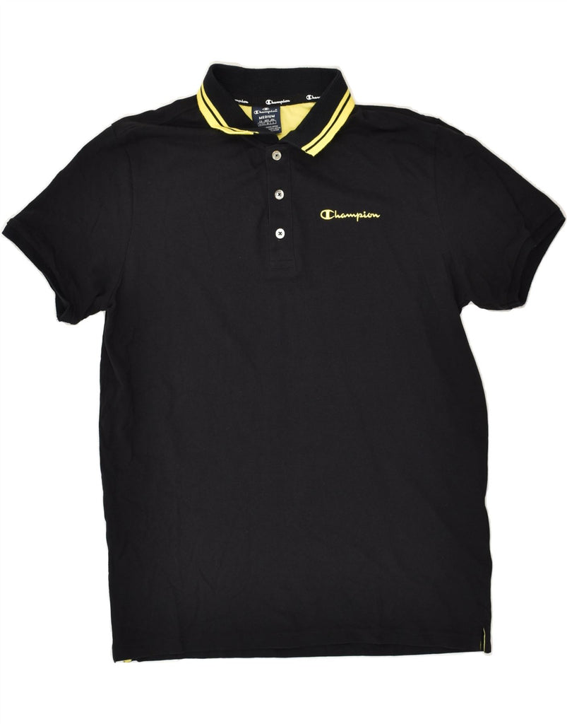 CHAMPION Mens Polo Shirt Medium Black | Vintage Champion | Thrift | Second-Hand Champion | Used Clothing | Messina Hembry 