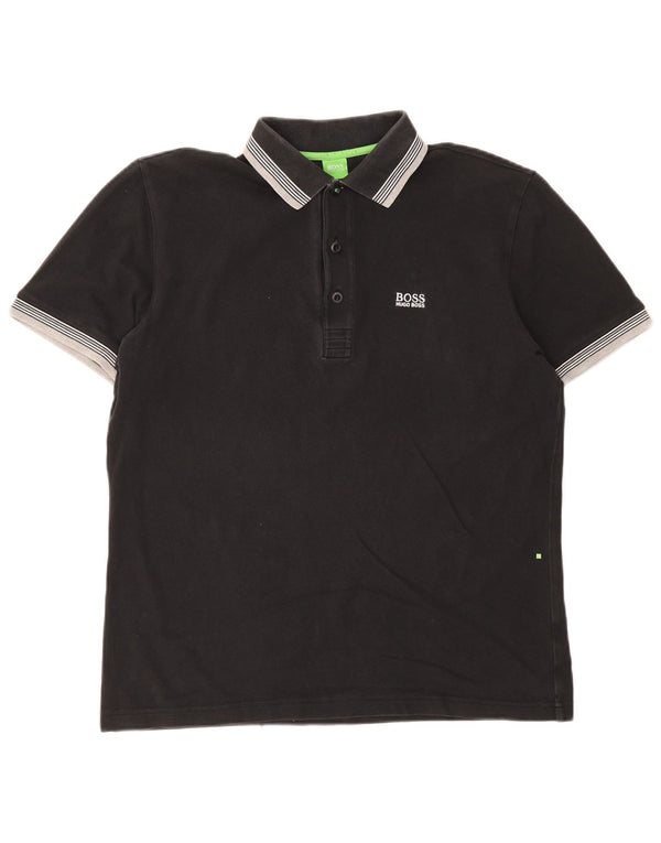 Hugo Boss Mens Polo Shirt Large Black Striped