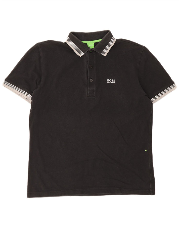 Hugo Boss Mens Polo Shirt Large Black Striped