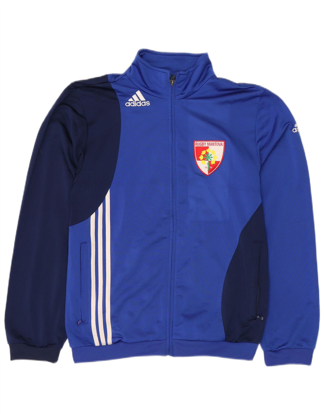 ADIDAS Mens Graphic Tracksuit Top Jacket UK 38/40 Medium Blue Colourblock