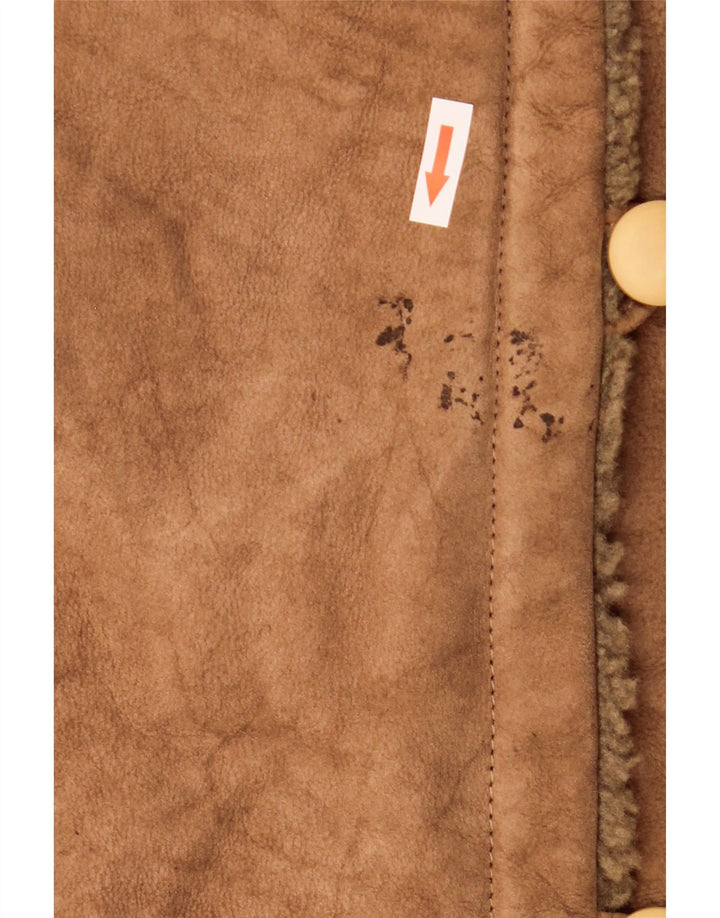 Vintage Womens Shearling Coat IT 44 Medium Brown Leather