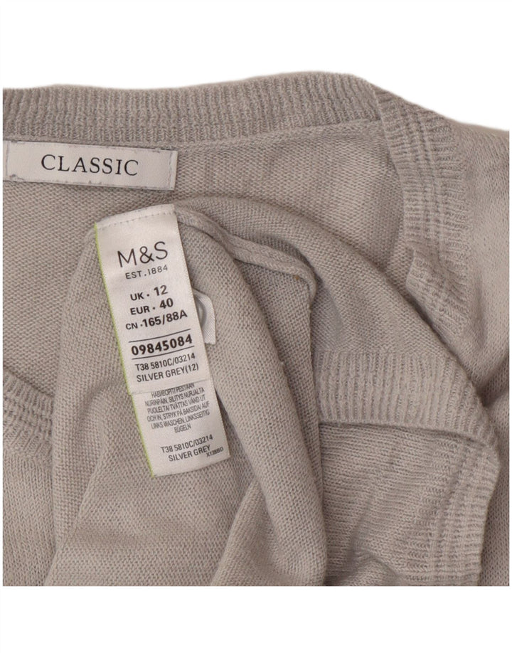 Marks & Spencer Womens Cardigan Sweater UK 12 Medium Grey Acrylic