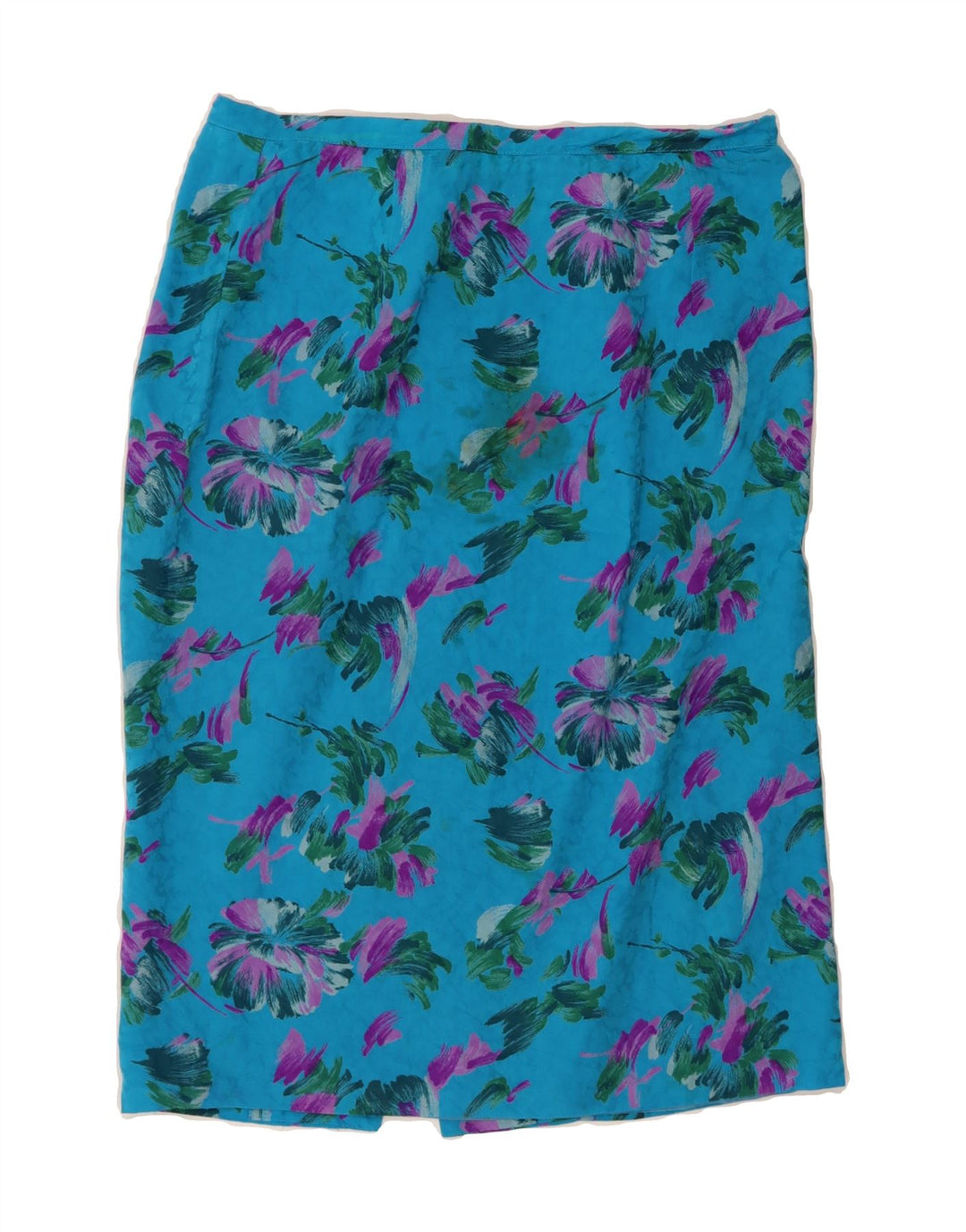 VINTAGE Womens Straight Skirt W29 Medium  Blue Floral Vintage Vintage and Second-Hand Vintage from Messina Hembry 