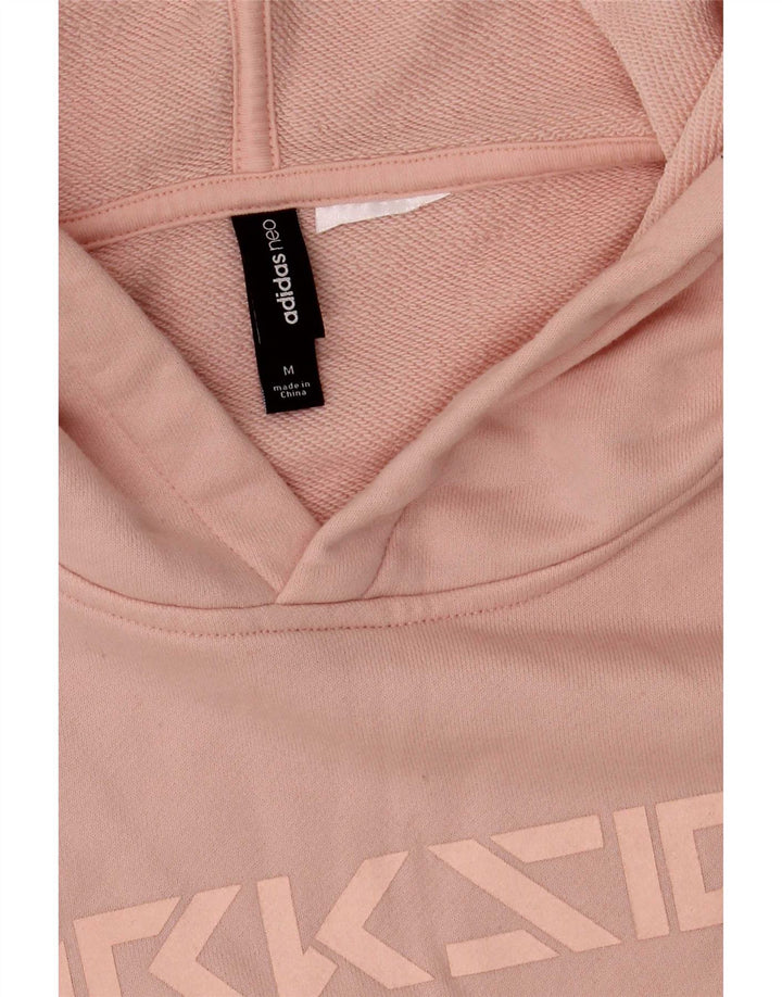 Adidas Womens Graphic Oversized Hoodie Jumper UK 14 Medium Pink