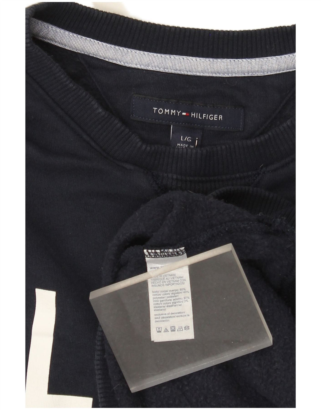 Tommy Hilfiger Mens Graphic Sweatshirt Jumper Large Navy Blue Cotton