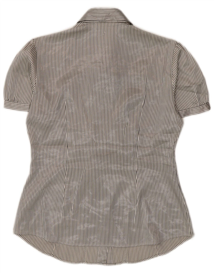 Marks & Spencer Womens Shirt Blouse UK 10 Small Beige Pinstripe