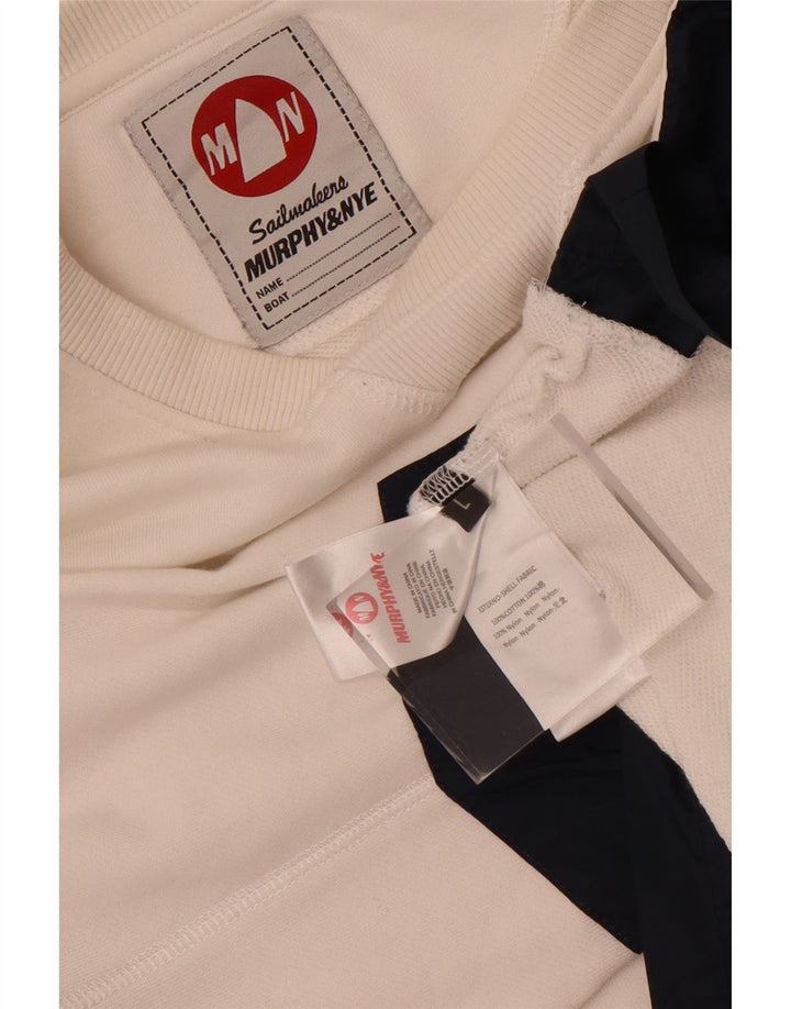 Murphy & Nye Mens Sailmakers Sweatshirt Jumper Large White Colourblock