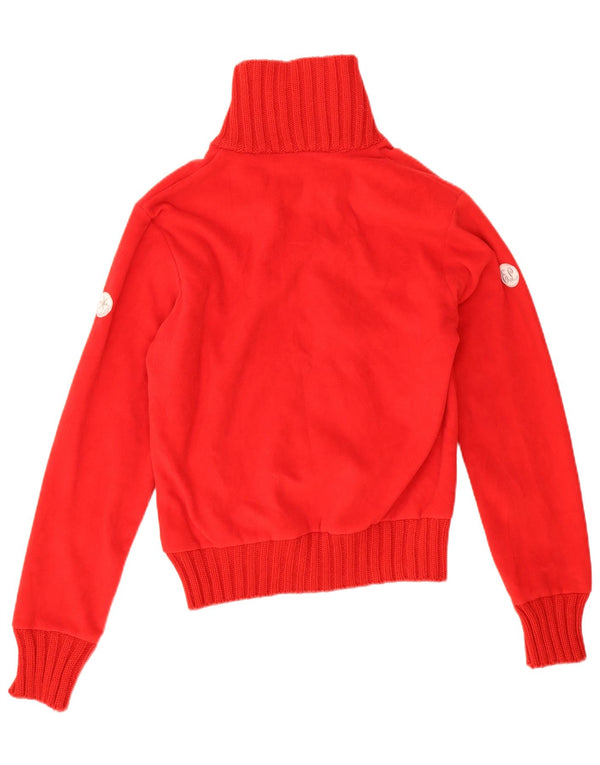 Vintage Womens Tracksuit Top Jacket UK 16 Large Red Fair Isle Polyester