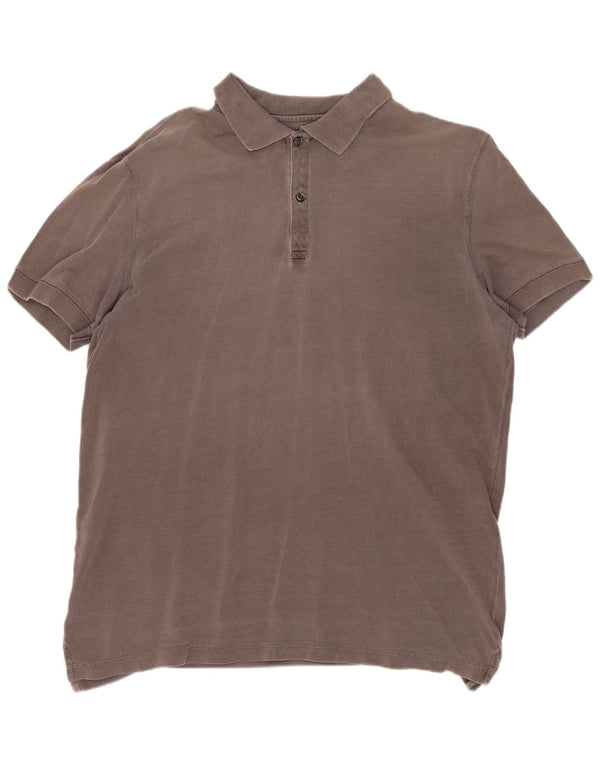 Massimo Dutti Mens Polo Shirt Medium Grey Cotton