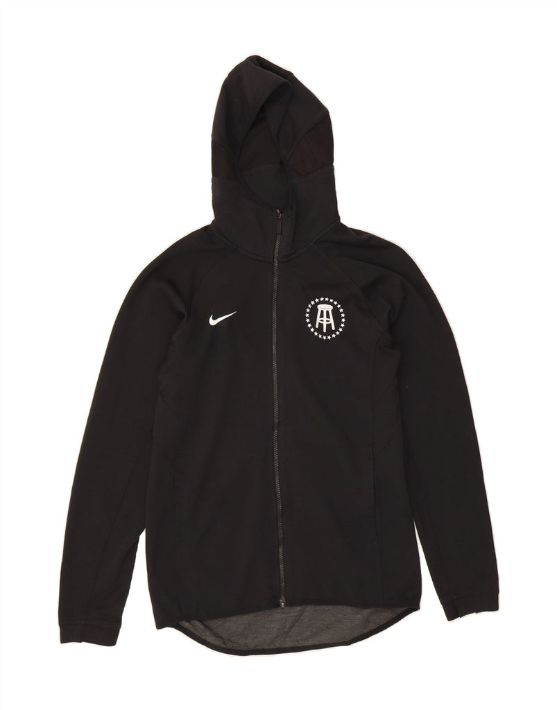 NIKE Mens Dri Fit Graphic Zip Hoodie Sweater Small Black Polyester Vintage Nike and Second-Hand Nike from Messina Hembry 