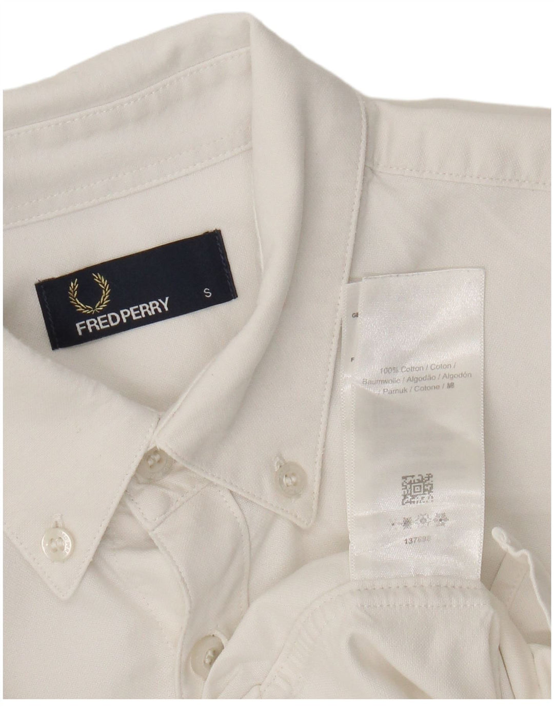 Fred Perry Mens Shirt Small White Cotton