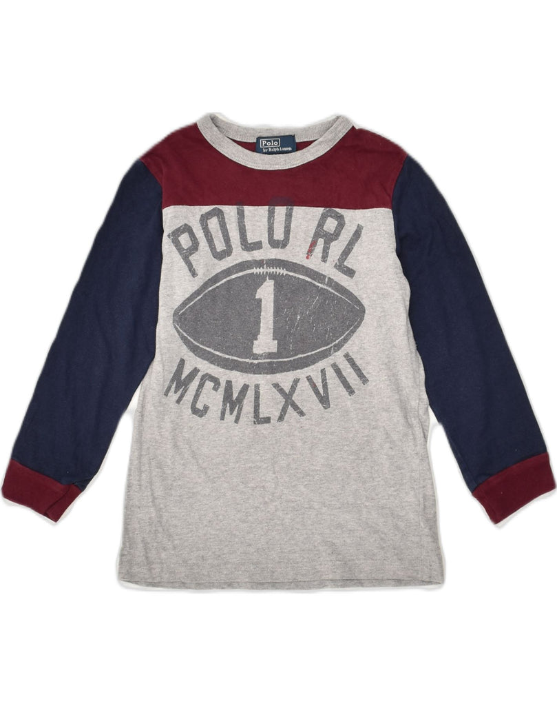 POLO RALPH LAUREN Boys Graphic Top Long Sleeve 4-5 Years Grey Colourblock | Vintage Polo Ralph Lauren | Thrift | Second-Hand Polo Ralph Lauren | Used Clothing | Messina Hembry 