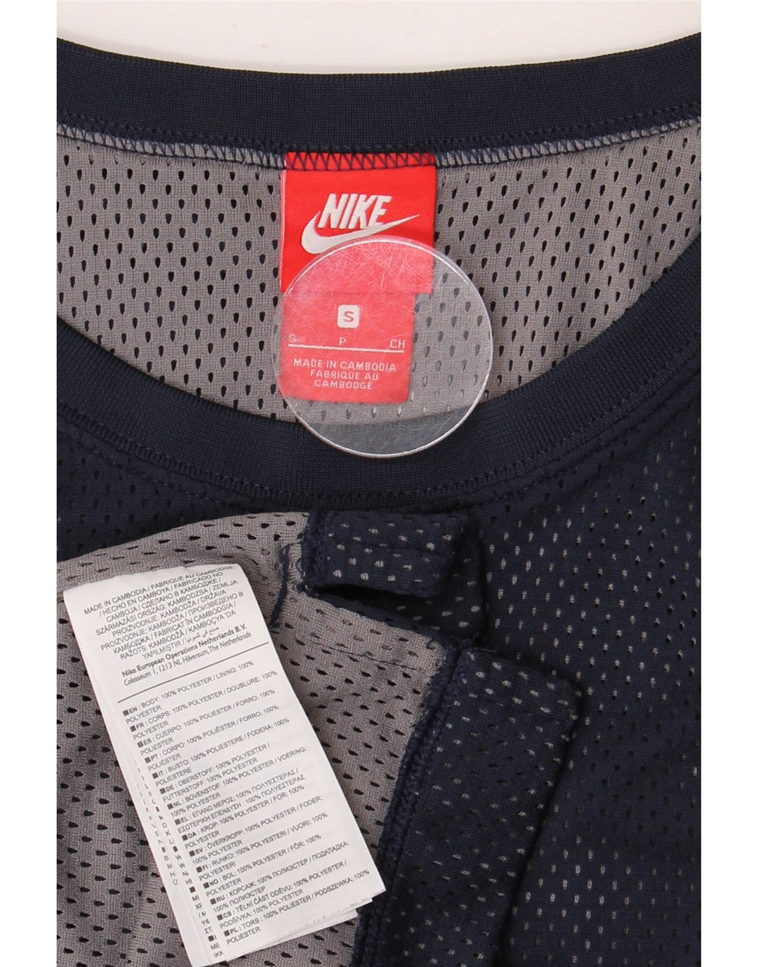 NIKE Mens Graphic Vest Top Small Navy Blue Polyester