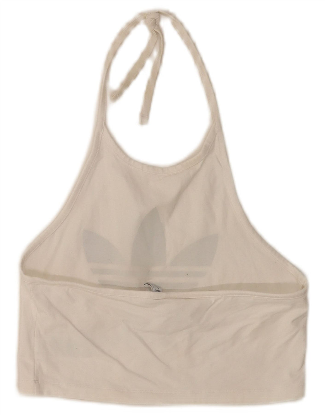 Adidas Womens Crop Graphic Halter Top UK 14 Medium White Cotton