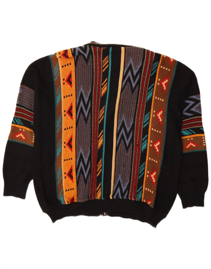 Monello Mens Cardigan Sweater IT 62 3XL Multicoloured Geometric Cotton