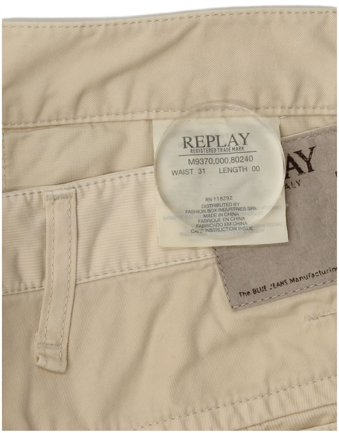 REPLAY Mens Casual Shorts W31 Medium Off White Cotton