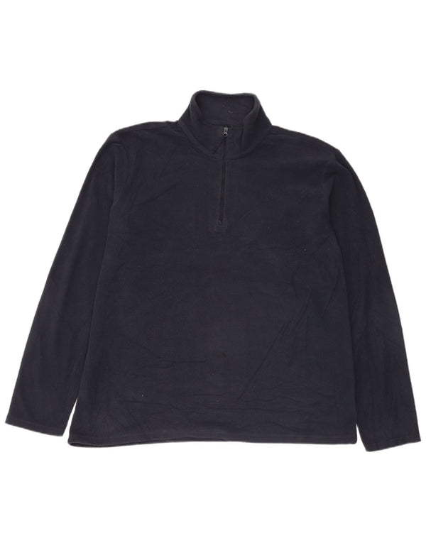 Mountain Warehouse Mens Zip Neck Fleece Jumper Large Navy Blue Polyester
