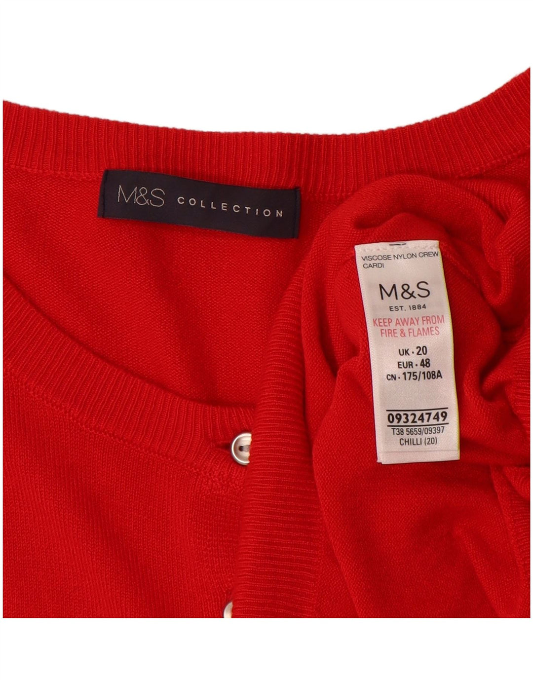 MARKS & SPENCER Womens Cardigan Sweater UK 20 2XL  Red Viscose