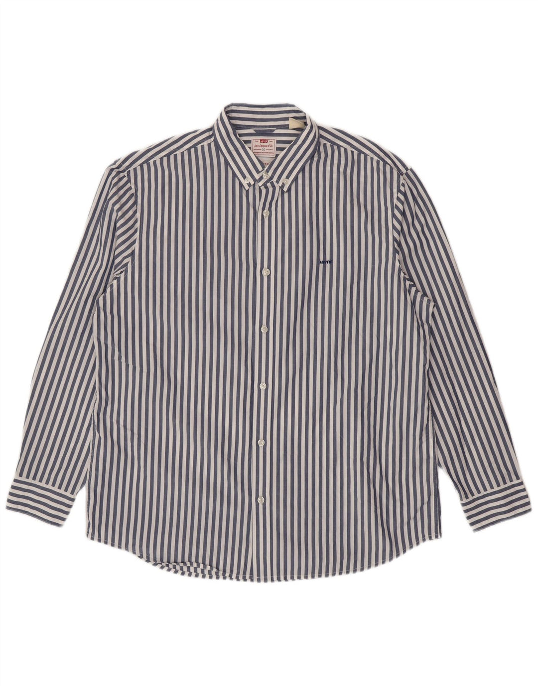 Levi's Mens Relaxed Shirt Large Blue Pinstripe Cotton